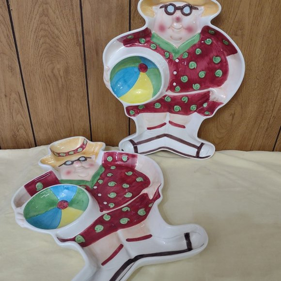 2 Large Chip & Dip Trays Beach Design Decor - Picture 2 of 10